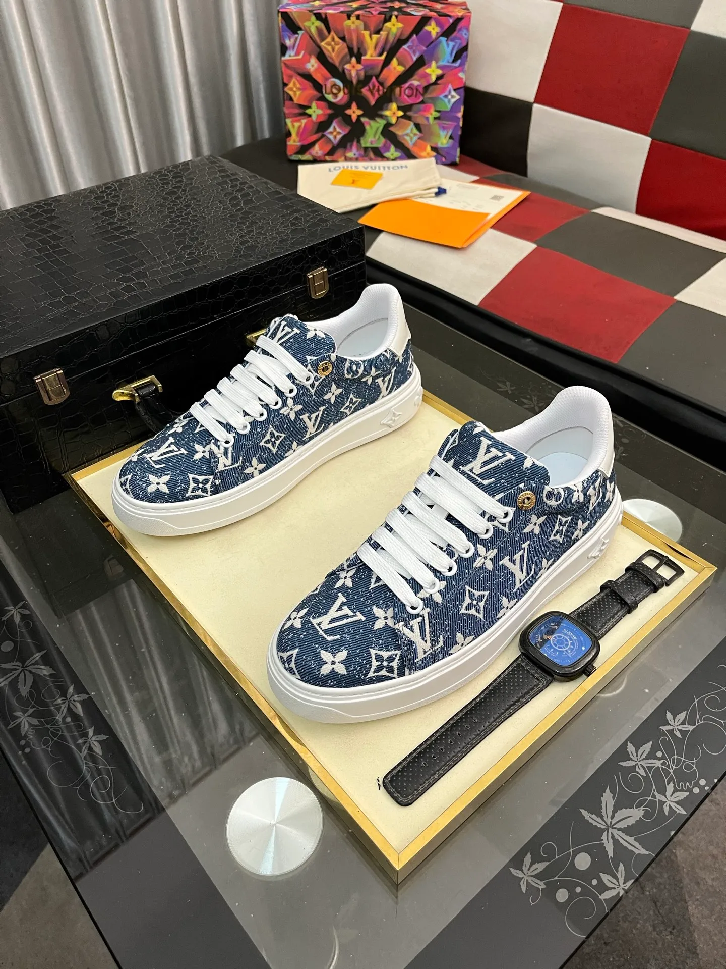 Men's shoes 💰540⌚️⌚️[Louis Vuitton LV] Dad shoes are popular casual sports shoes with outsole, breathable and comfortable, easy to walk, trendy men's versatile fly woven epoxy matching ➕leather lining➕Gucci's popular original outsole, sports and running style, super comfortable. Size 38-445️⃣Colors available